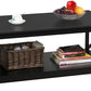 Wood 2-Tier Black Coffee Table with Storage Shelf for Living Room, X Design Accent Cocktail Table, Easy Assembly Home Furniture, 39.5 X 21.5 X 18 Inches