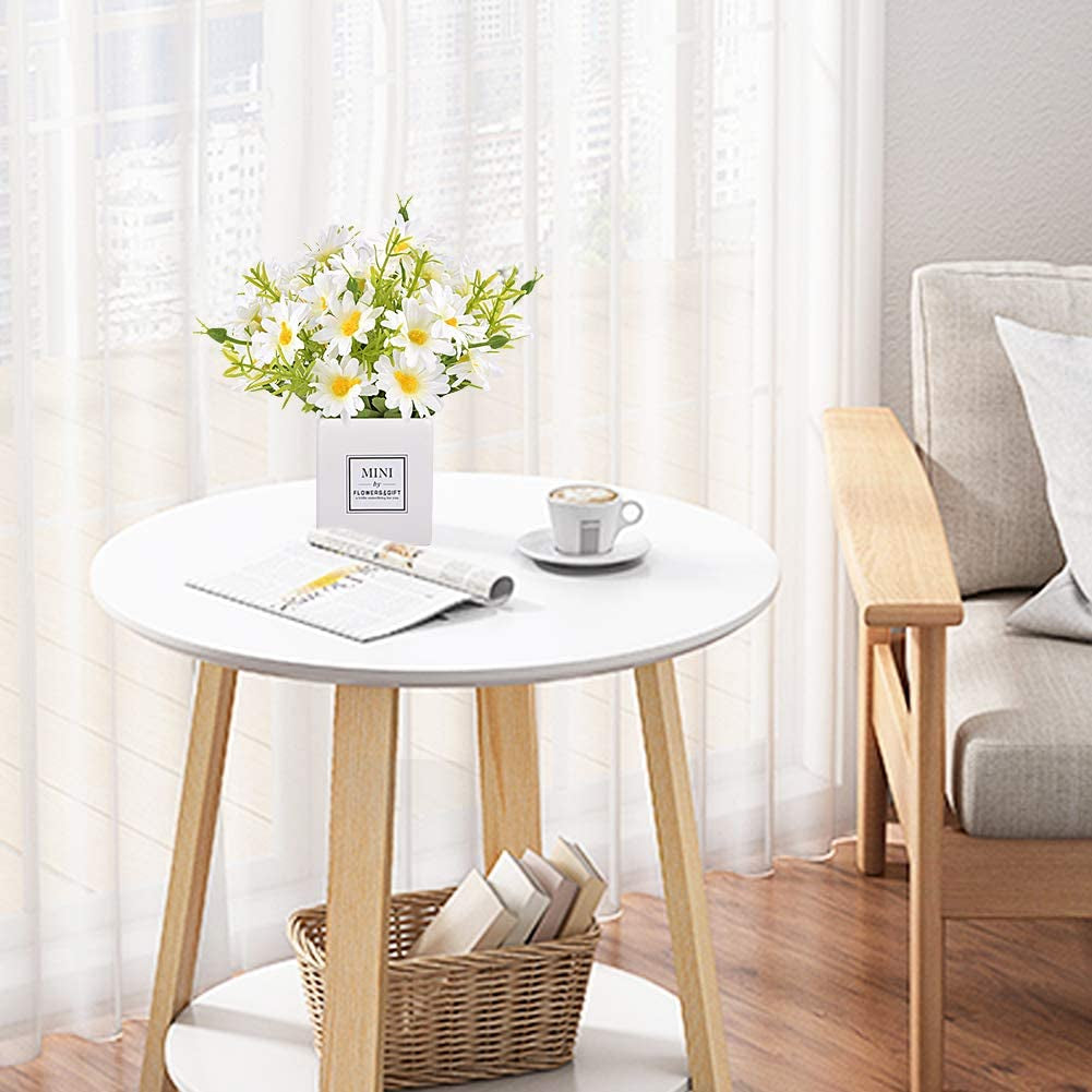 Artificial Flowers, Daisy Flower with Vase Silky Artificial Daisies Bouquet Fake Plant Bonsai for Home Office Wedding Decoration, Table Centerpieces Arrangement, Windowsill Decor