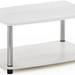 Turn-N-Tube No Tools 2-Tier Elevated TV Stand, Stainless Steel Tubes, White Oak/Chrome