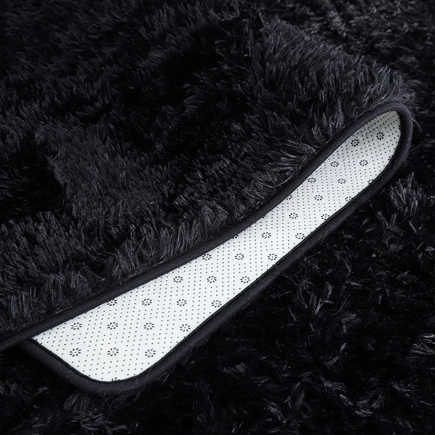 Modern Fluffy Area Rug 5X8 Feet Black Rug Plush Rugs for Living Room Bedroom Shag Rugs Dorm Decor for College Kid Rug Fuzzy Carpet for Boys Girls Home Decor Large Throw Rug Non-Slip