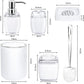 6 Pack White Acrylic Bathroom Accessories Set, Premium Acrylic Bathroom Set, White Toothbrush Holder Set