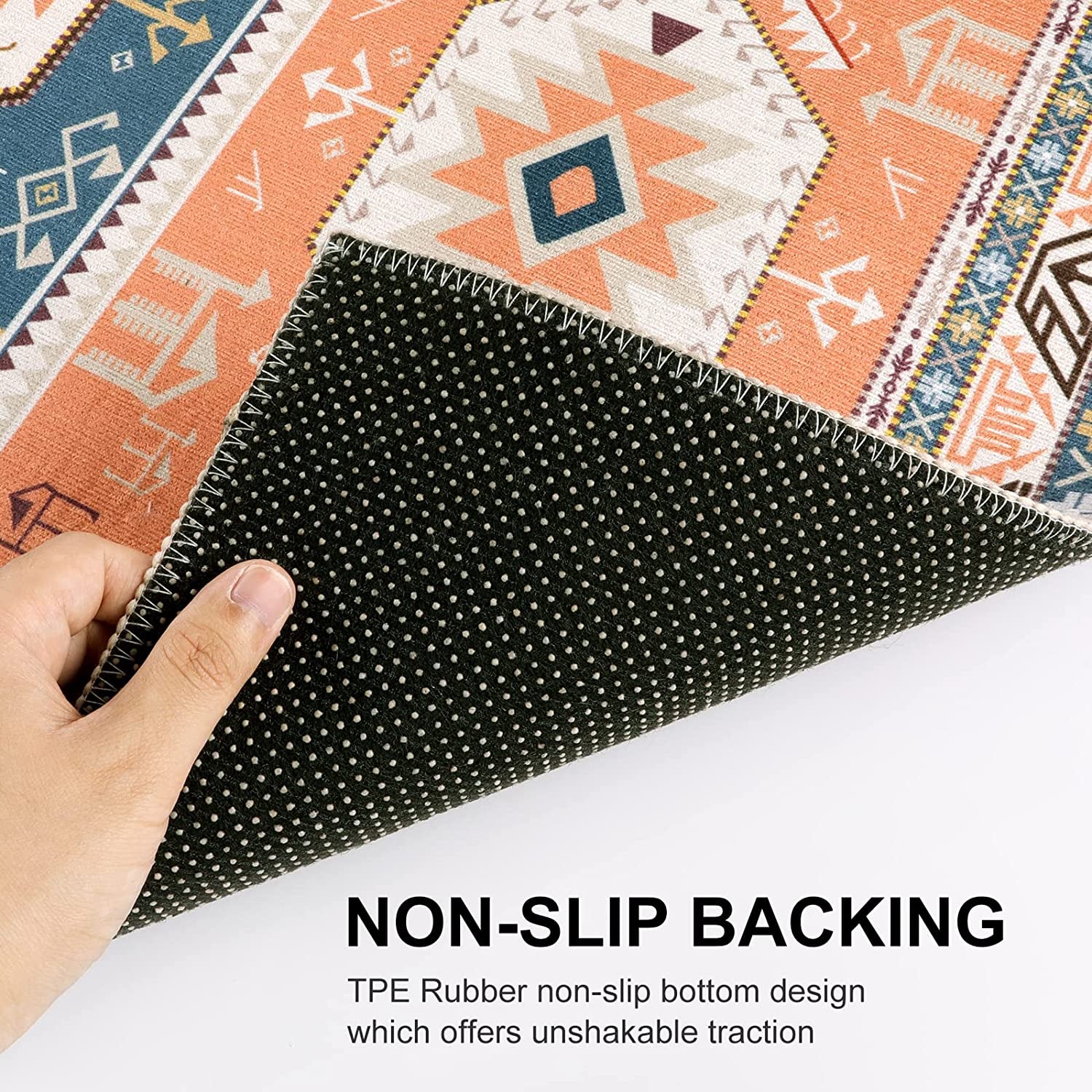 Traditional Tribal Rug Runner 2X 6 Vintage Entryway Runners for Hallways with Rubber Backing Non-Shedding Washable Kitchen Runner Rug for Living Room Bedroom Laundry Room