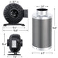 4" 276CFM Inline Fan Air Carbon Filter Speed Controller Grow Tent Ventilation