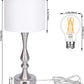 Bedside Touch Lamp with Dual USB Charging Ports, 3 Way Dimmable Nightstand Lamp with Silver Base, USB Touch Control Table Lamp Modern Ambient Light for Living Room, Bedroom, 6W 2700K LED Bulb Included