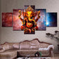 5 Pieces Hindu God Ganesha With Cosmic Planet Canvas Pictures Hd Printed Wall Art for Living Room Decor Buddhism Posters 40x20inch(100x50cm) Framework
