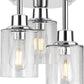 Semi Flush Mount Ceiling Light, 3-Light Close to Ceiling Light Fixtures, Electroplating Chrome Finish with Clear Seeded Glass Shade Chandelier Lighting for Stairs Porch Hallway Entryway Kitchen