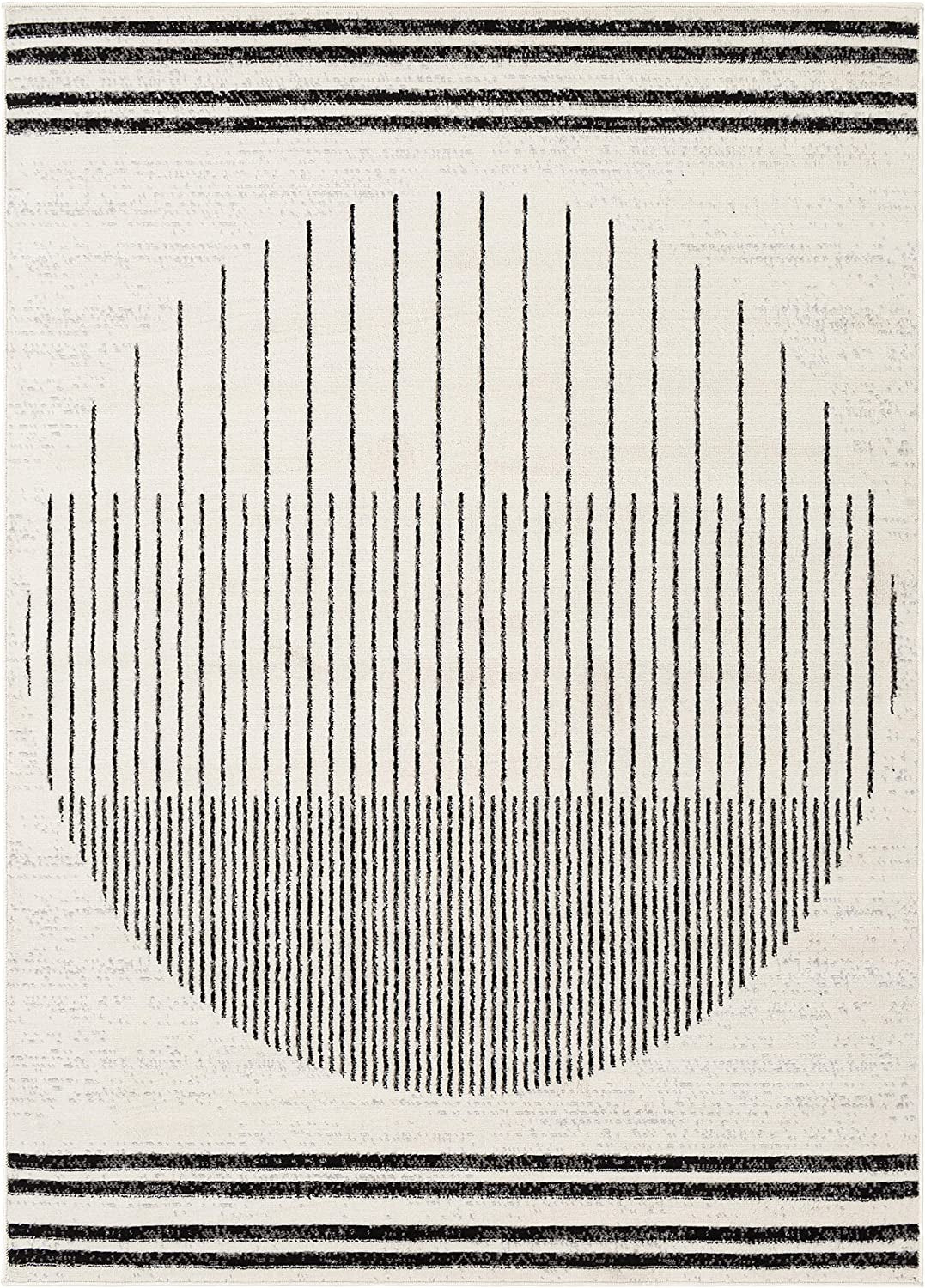 Mark&Day Area Rugs, 5X7 Neerbosch Modern Light Gray Area Rug, Gray / Black / White Carpet for Living Room, Bedroom or Kitchen (5' X 7')