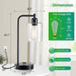 Set of 2 Industrial Table Lamps with AC Outlet and 2 USB Ports, Fully Stepless Dimmable Bedside Lamps, Nightstand Lamp with Glass Shade for Bedroom, Living Room, Office, 2700K Bulbs Included