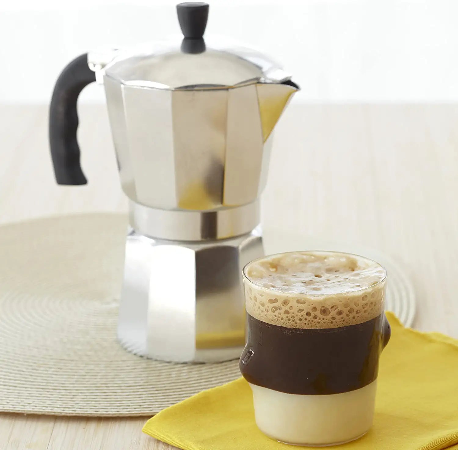 B120-42V Aluminum Espresso Stovetop Coffeemaker 3-Cup, Silver