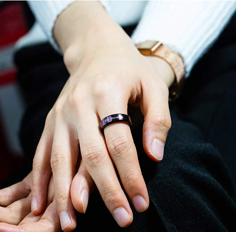 His and Hers King and Queen Rings 2Pcs Titanium Steel Matching Couple Promise Rings Engagement Anniversary Bands Valentine'S Jewelry Gifts