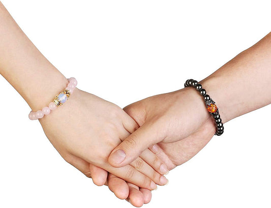 King&Queen Crown Distance Couple Bracelets for Men Women 8Mm Natural Stone Healing Energy Beads Stretch Bracelet