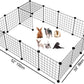 DIY Small Animal Playpen, Pet Playpen, Rabbit Cage, Guinea Pig Cages, Puppy Playpen, Kitten Playpen | Indoor & Outdoor Portable Metal Wire Yard Fence (16Pcs Metal Panels)