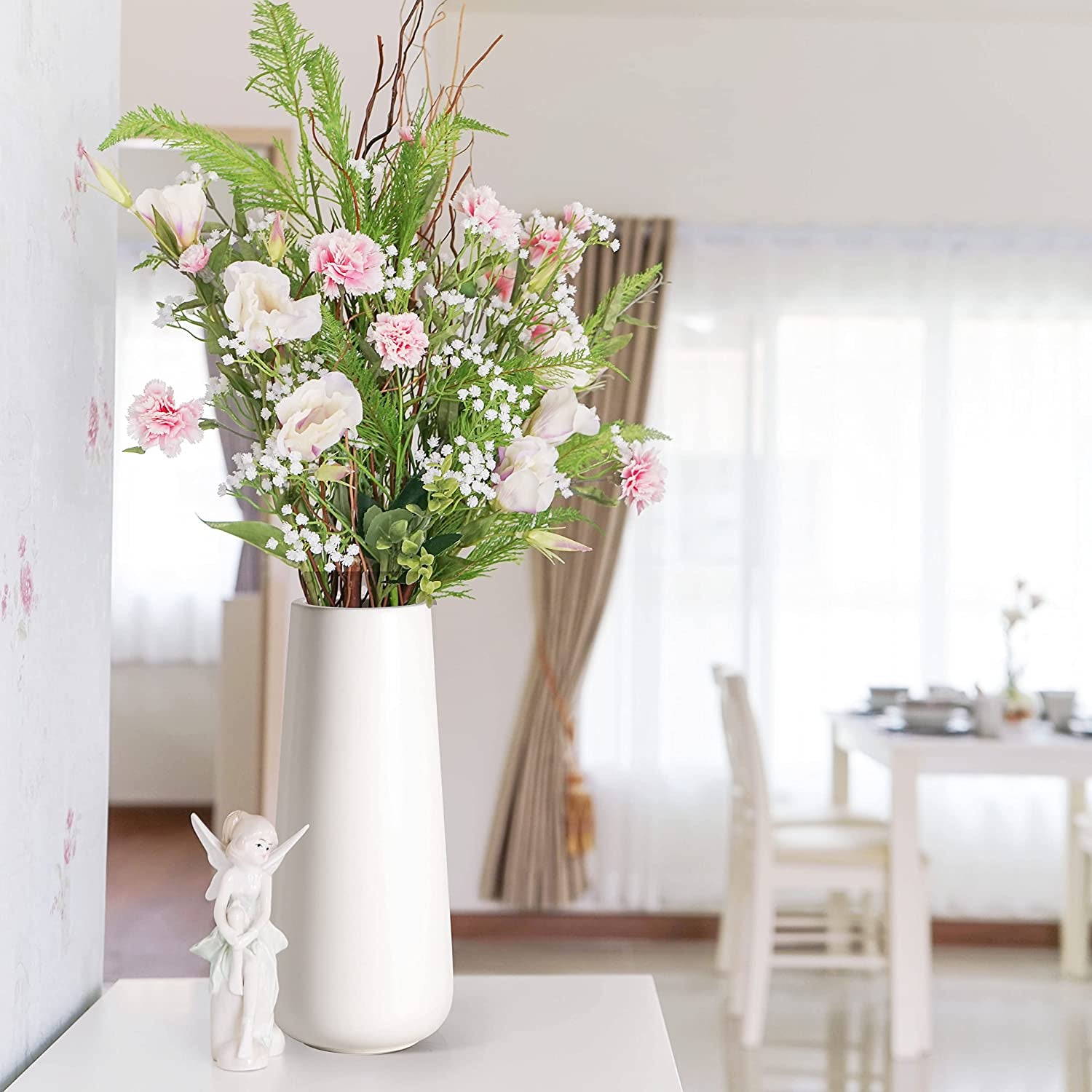 11 Inch Matte White Ceramic Flower Vase for Home Décor, Design Box Package, VS-MAT-W-11