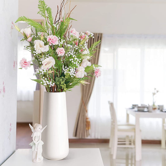 11 Inch Matte White Ceramic Flower Vase for Home Décor, Design Box Package, VS-MAT-W-11