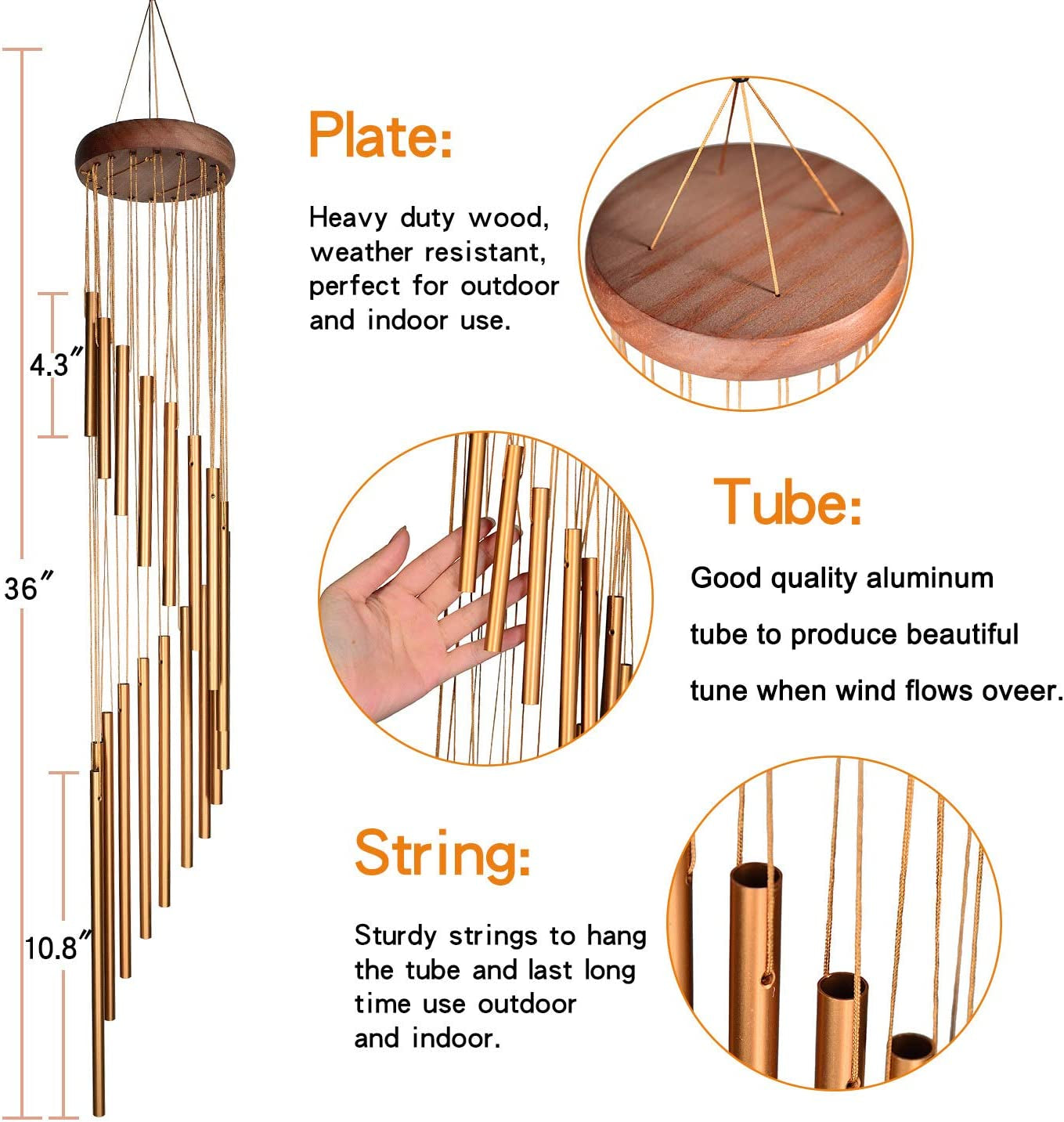 Wind Chimes for Outside,Memorial Gifts Wind Chimes Outdoor Clearance,36 Inches Memorial Wind Chimes with S Hook for Home Garden Decoration