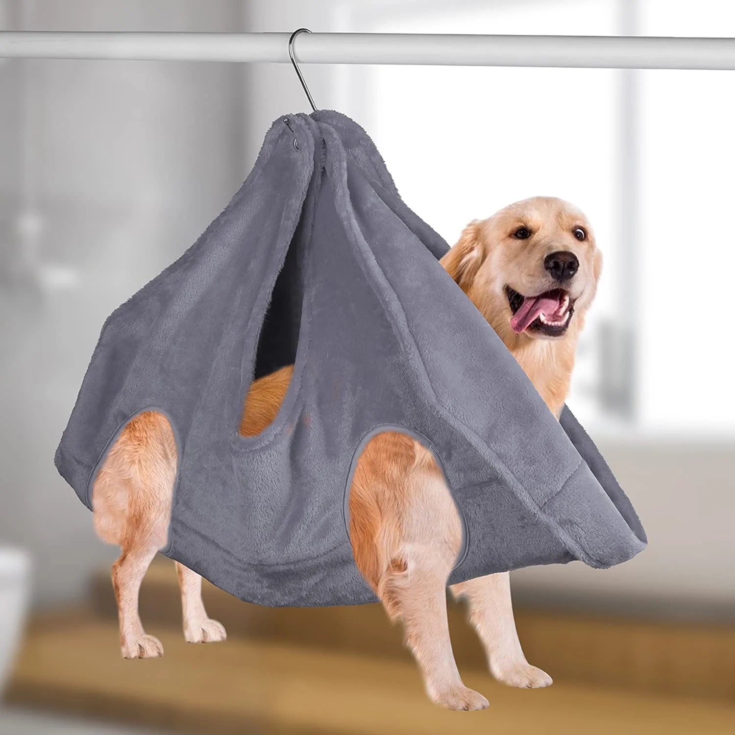 Pet Grooming Hammock Harness, Dog Grooming Helper for Bathing Nail Trimming, 2 in 1 Dog Drying Towel Washing Restraint Bag