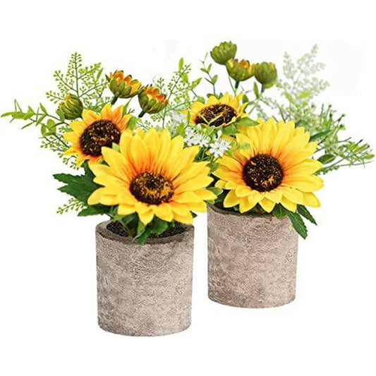 Sunflower Decor Artificial Potted Plants for Bathroom Home Kitchen Rustic Table