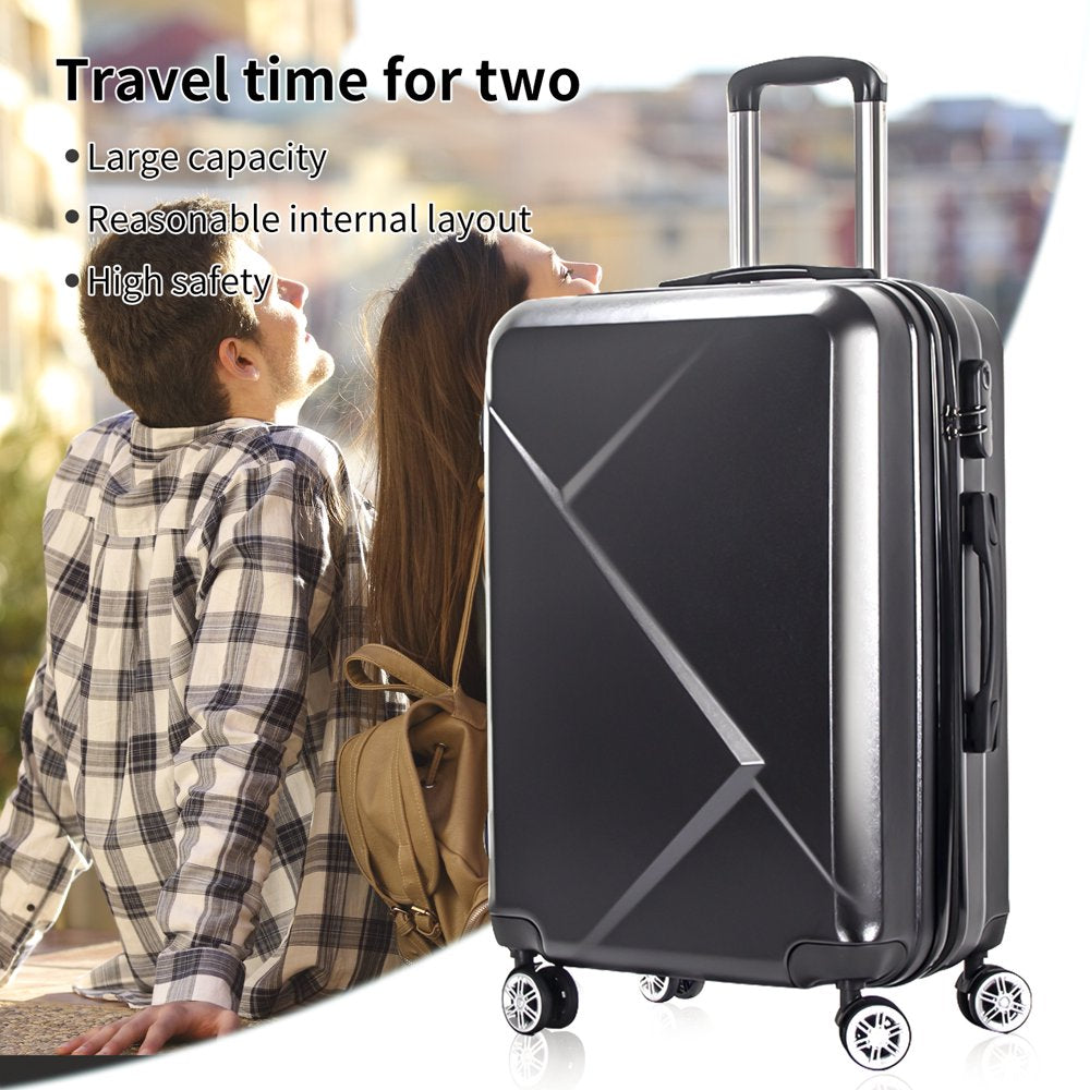 Carry-On 20" Hardside Luggage with Ergonomic Handles and Spinner Wheels, Black