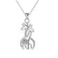 Sterling Silver Creative Love Giraffe Micro Set Pendant Necklace [Default]