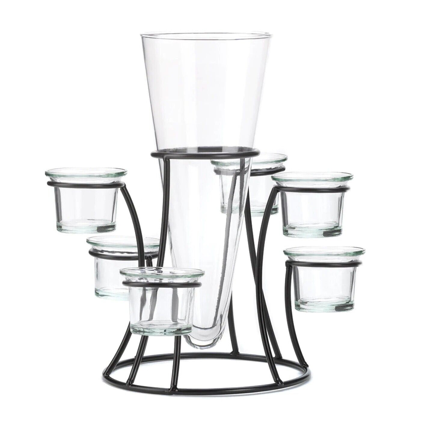 Black Iron Candelabra Candle Holder Flower Vase Wedding Centerpiece Home Decor