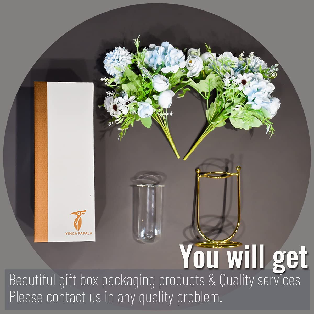 Artificial Flowers with Vase, Wedding Centerpieces for Tables, Fake Flowers Arrangements for Home Party Wedding Decoration, Centerpiece Table Decorations, Fake Peony Women Gifts 2 Packs