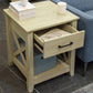 Benton Park Farmhouse X-Design End Table with Storage Drawer, Warm Oak