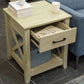 Benton Park Farmhouse X-Design End Table with Storage Drawer, Warm Oak