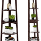 5 Tier Corner Shelf – Modern Wall Corner Storage Rack Plant Stand Small Bookshelf - Freestanding Ladder Shelf Display Organizer for Living Room, Kitchen, Home Office, Small Space (Coffee)