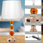 USB Bedside Crystal Lamp, 3-Way Dimmable Touch Nightstand Lamp with USB Charging Port, Orange Table Lamp Decorative Lamp Gold for Bedroom, Living Room, Set of 2( LED Bulb Included)