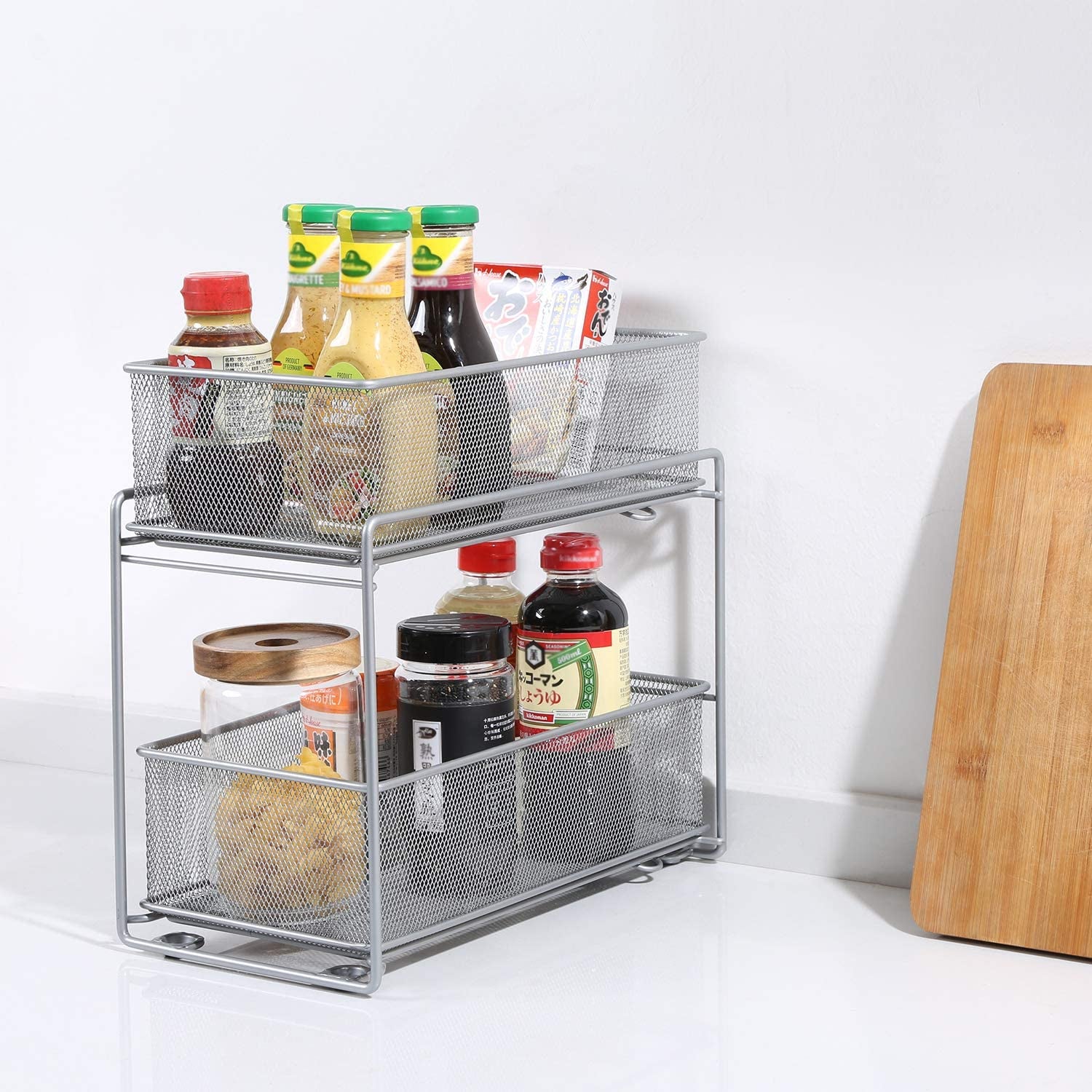 Stackable Cabinet Organizer Pull Out Drawer for Kitchen under Sink Storage,2 Tier