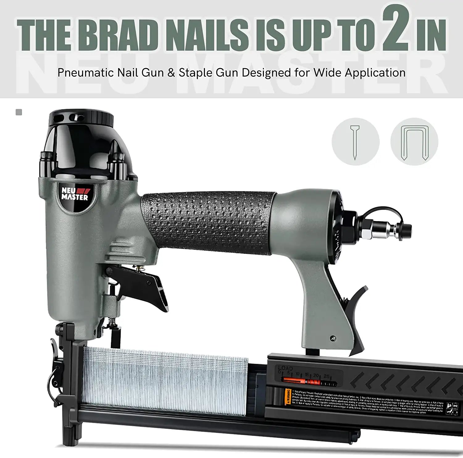 Pneumatic Brad Nailer,  2 in 1 Nail Gun Staple Gun Fires 18 Gauge 2 Inch Brad Nails and Crown 1-5/8 Inch Staples with Carrying Case and Safety Glasses