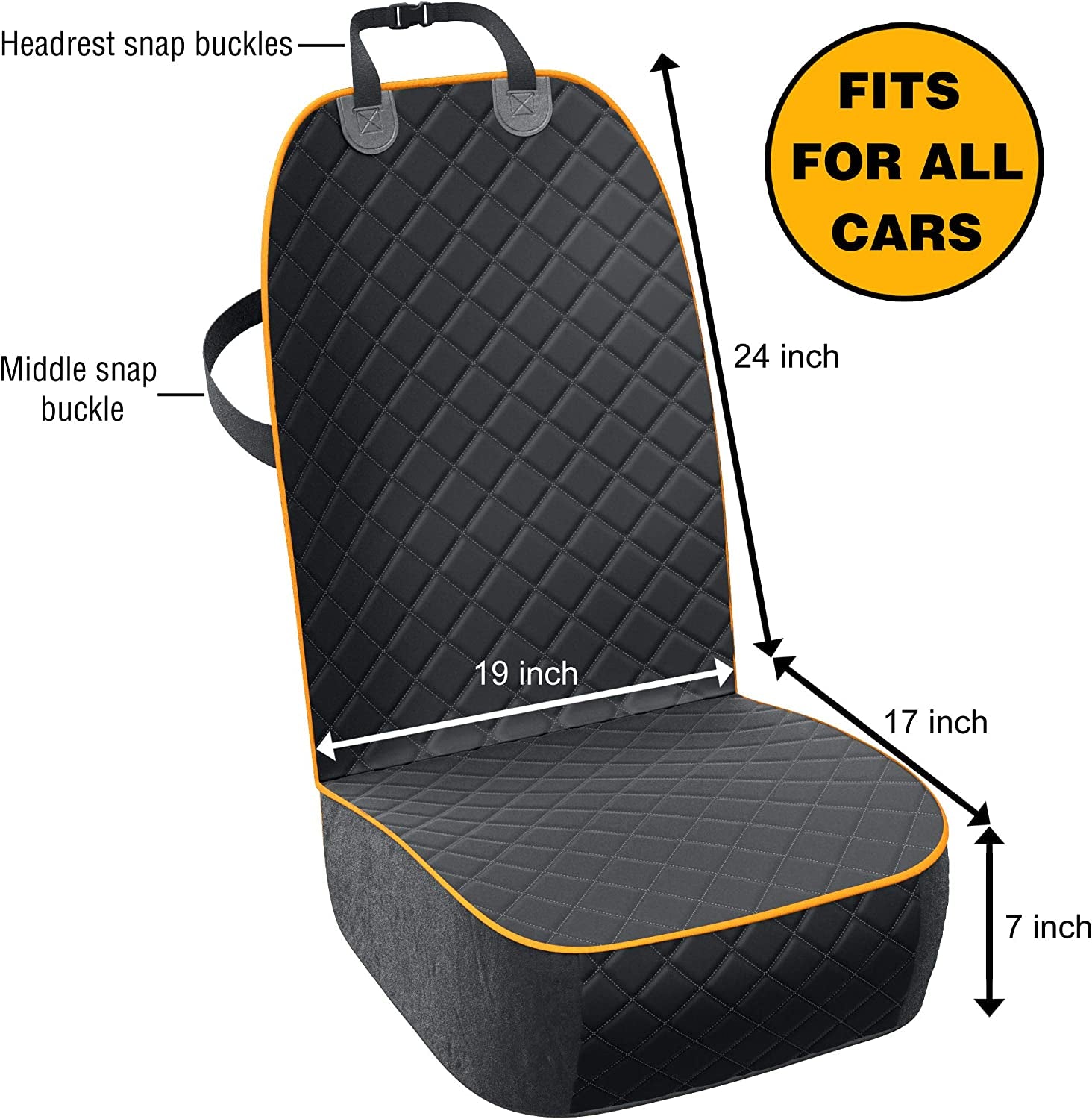 Front Seat Dog Cover, Durable Protector against Mud & Fur Waterproof, Scratch Proof & Nonslip Seat Pet Cover - Dog Car Seat Cover for Front Seat with Safety Anchors for Cars, Trucks & Suvs