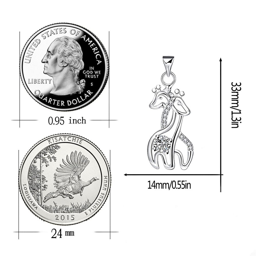 Sterling Silver Creative Love Giraffe Micro Set Pendant Necklace [Default]
