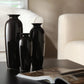 Set of 3 Black Ceramic Vases. Ideal Gift for Wedding or Special Occasions for Use in Home Office Decor Spa Aromatherapy Settings O9