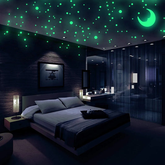 Realistic 3D Domed Glow in the Dark Stars, 572 Dots in 3 Sizes and a Moon for Ceiling or Walls, Glow Brighter and Longer than Typical Glow in the Dark Stickers, Perfect for Kids Bedroom Living Room