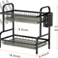 Dish Drying Rack for Kitchen Counter 2 Tier Dish Rack with Cup Holder, Dish Drainer with Drainboard and Utensil Holder Large Capacity for Small Kitchen Countertop Saving Space