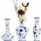 Blue and White Small Bud Vase Set, 3 Petite Classic Oriental Bottle Vases for Window Sill, Mini Art Fambe Glaze Floral Porcelain Vase Idea Shelf Décor and Coffee Table Décor