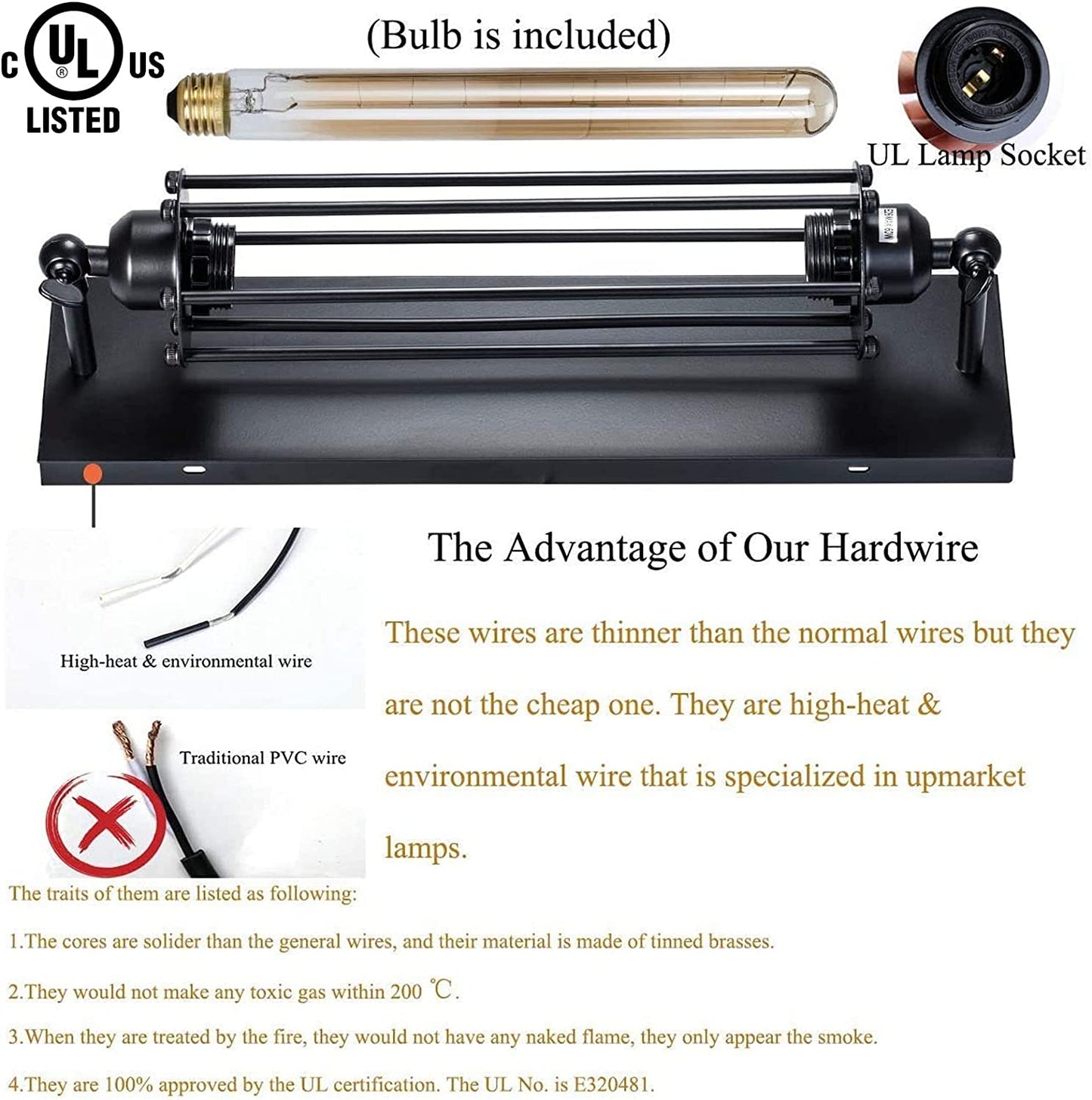 Sconces Wall Lighting, Industrial Black Wall Sconces Antique Wall Light Fixtures for Bedside, Bar, Restaurant, Hallway, Indoor&Outdoor Wall Decor, E26 & E27 Bar Lights, UL Approval, 2 Pack