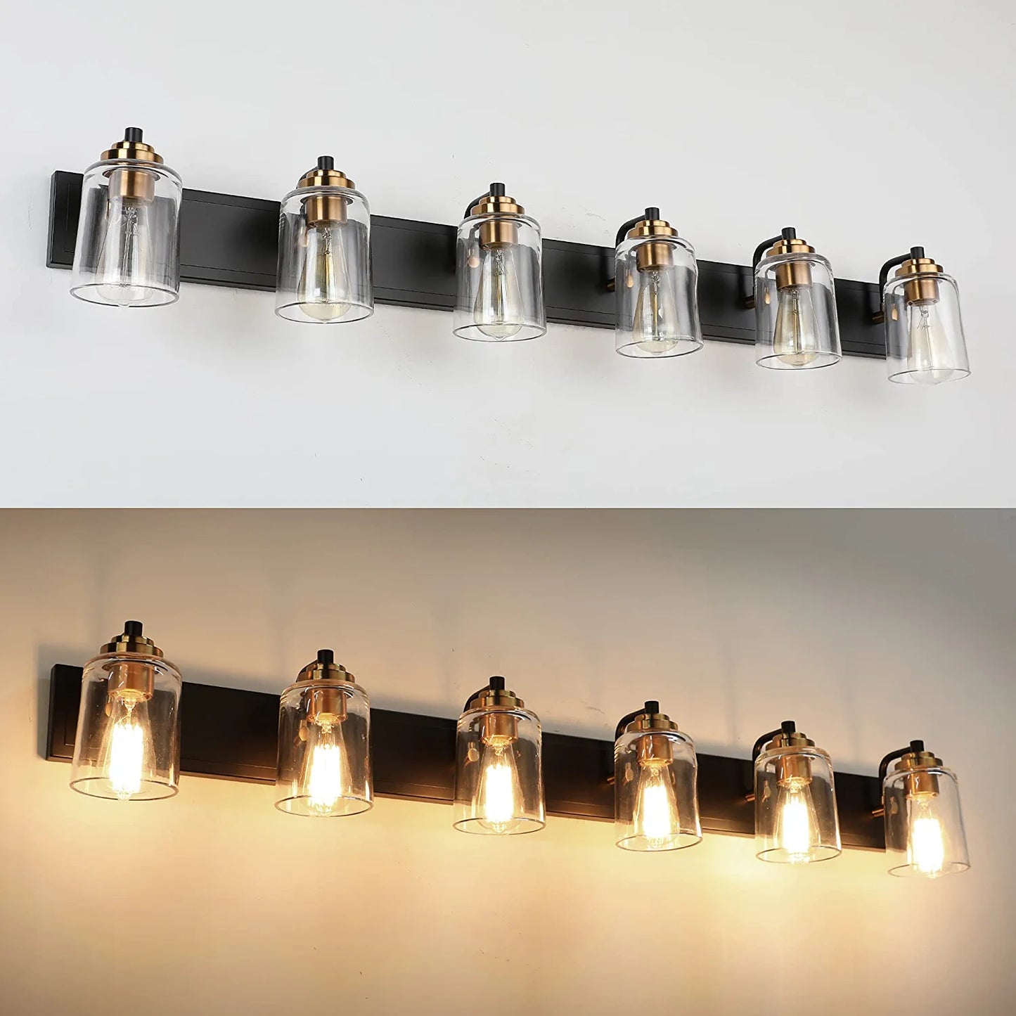 Bathroom Vanity Light Black and Bronze Durable Glass Globe Vintage Stylish Lighting 6 Lights(8580)