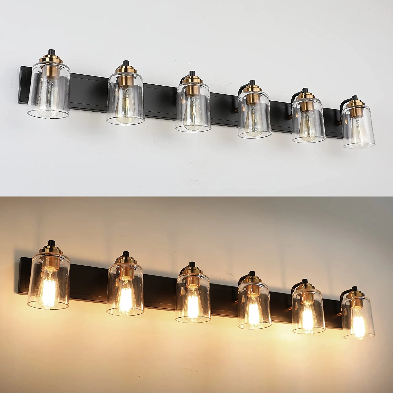 Bathroom Vanity Light Black and Bronze Durable Glass Globe Vintage Stylish Lighting 6 Lights(8580)