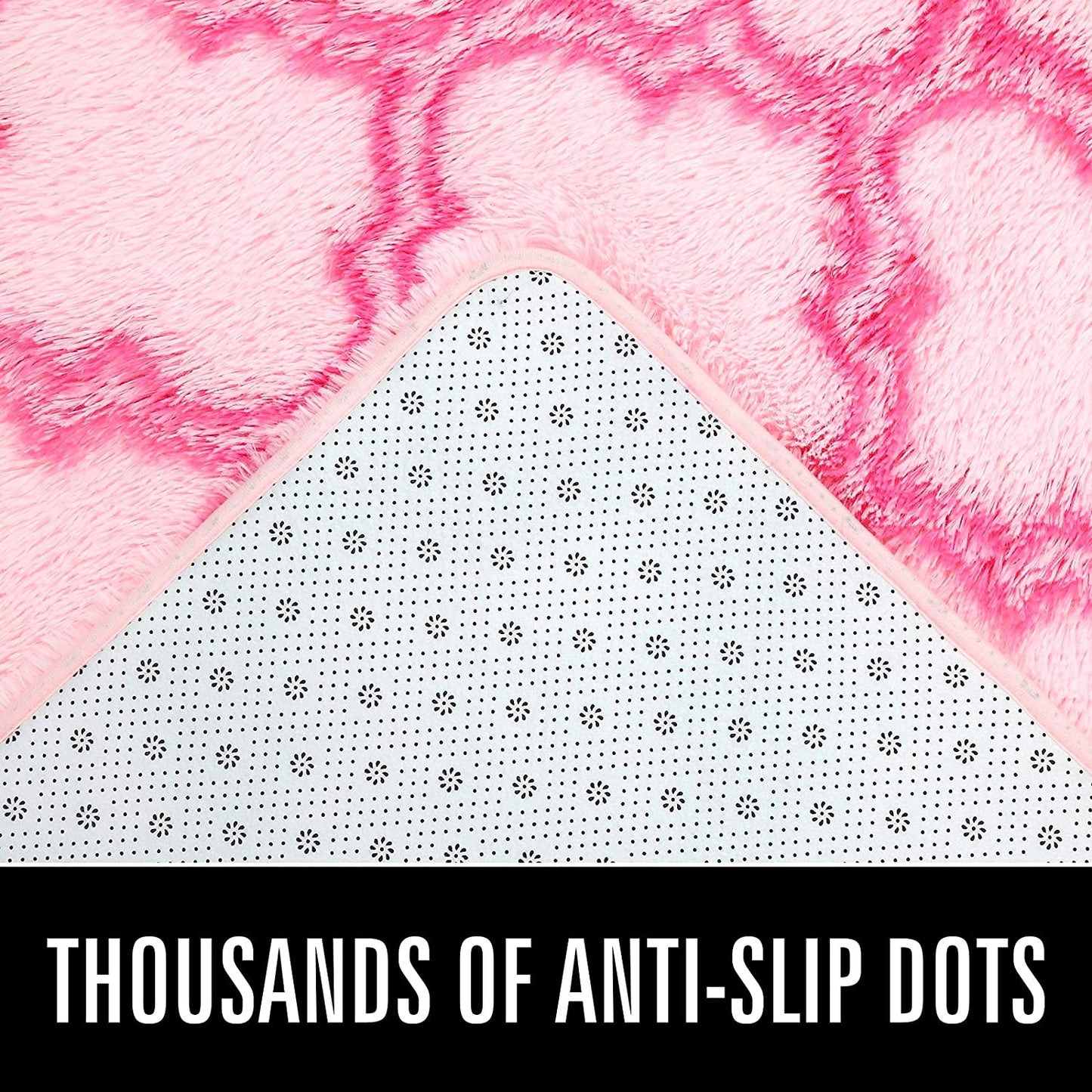 Luxury Shag Area Rug Modern Indoor Plush Fluffy Rugs, Extra Soft and Comfy Carpet, Geometric Moroccan Rugs for Bedroom Living Room Girls Kids Nursery, 5X8 Feet Pink/Hot Pink