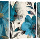 Flowers Poster Prints Wall Art Retro Abstract Floral Canvas Picture Wall Decor Painting Modern Artwork Wall Decoration for Bedroom Living Room Framed 12 X 16 X 3 Pieces, 12 X 16 Inch, Blue