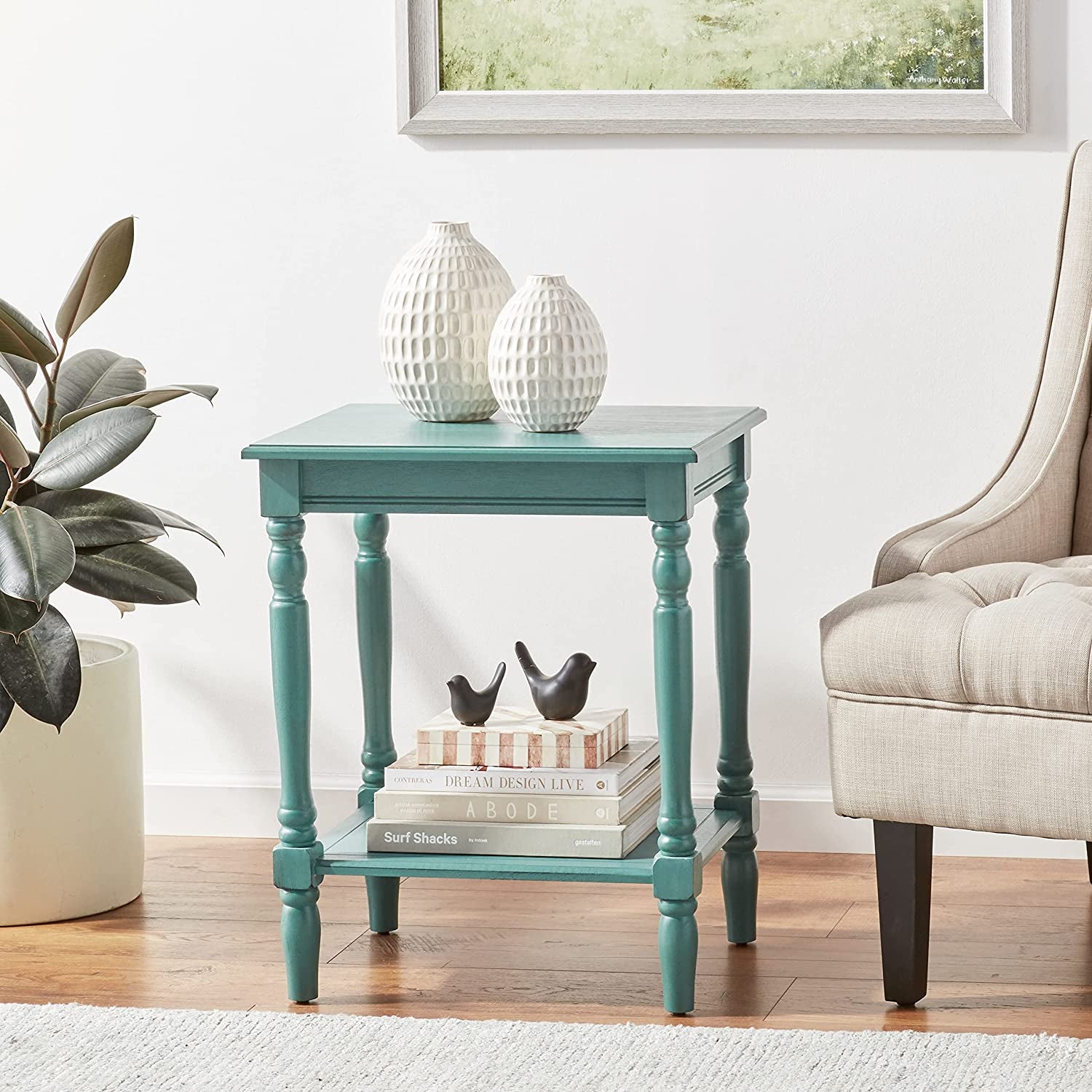 Simplify 24" End Side Table, 24 X 19.5 X 15.75, Antique Iced Blue