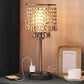 Black Crystal Table Bedside Lamp,Touch Control & 3-Way Dimmable, Small Nightstand Lamp with 2 USB Charging Ports and Outlets, Decorative Tabletop Lamp for Bedroom, Living Room-Bulb Included