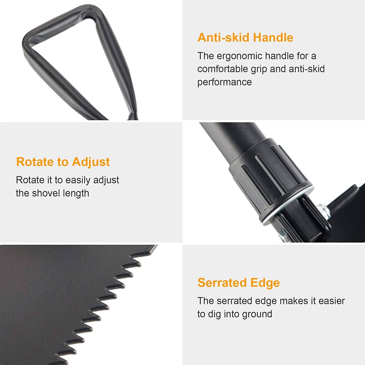 Mini Folding Shovel High Carbon Steel, Portable Lightweight Outdoor Tactical Survival Foldable Snow Shovel, Entrenching Tool, Camping, Hiking, Digging, Backpacking, Car Emergency