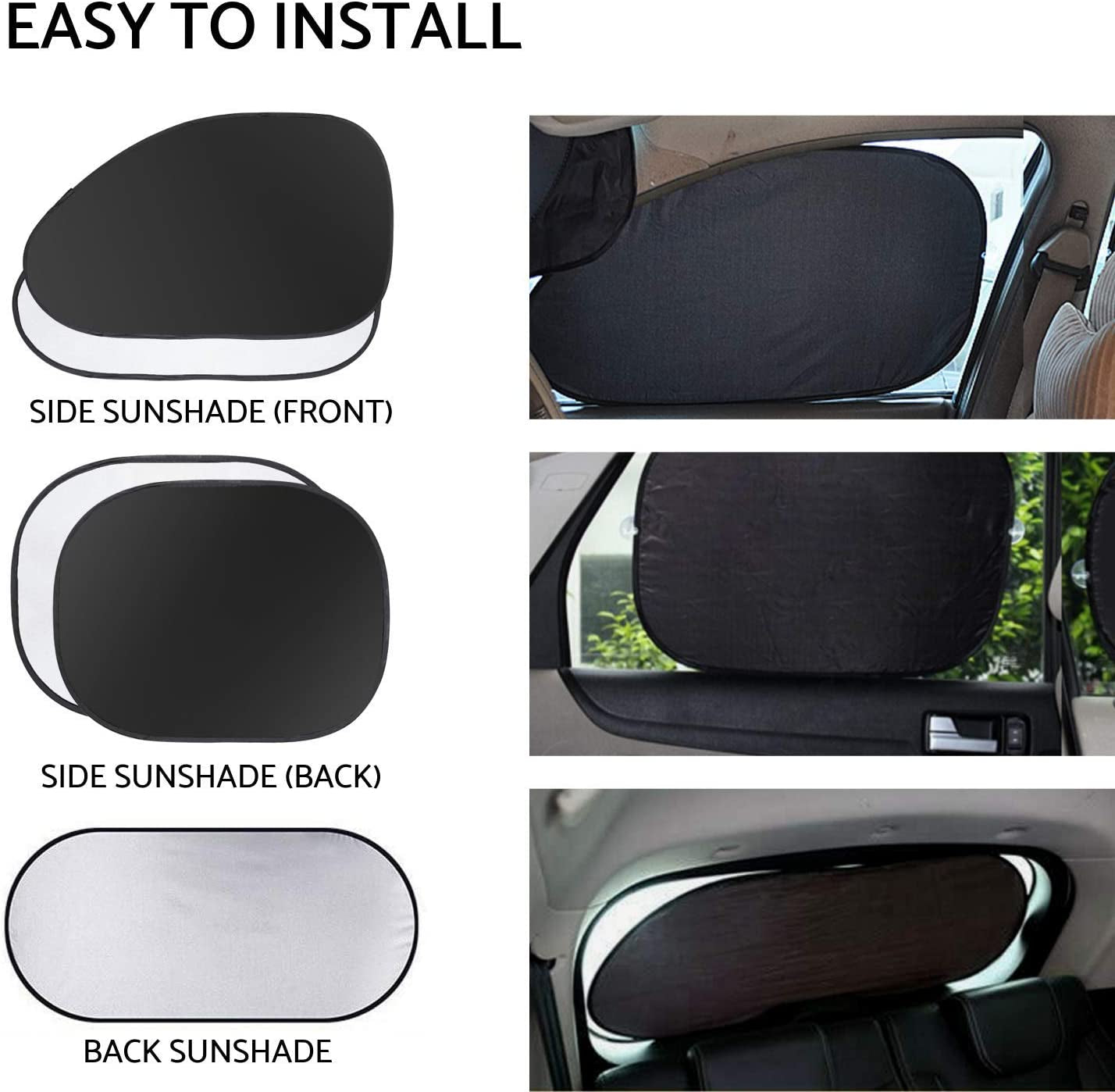 Car Windshield Sunshade, 6 Piece Car Sun Shade Full Rear Window Shades for Car, Truck, SUV, Van, UV Rays Sun Visor Protector