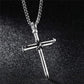 Cross Necklace for Men Cross Pendant STRENGTH Bible Verse Stainless Steel Necklace