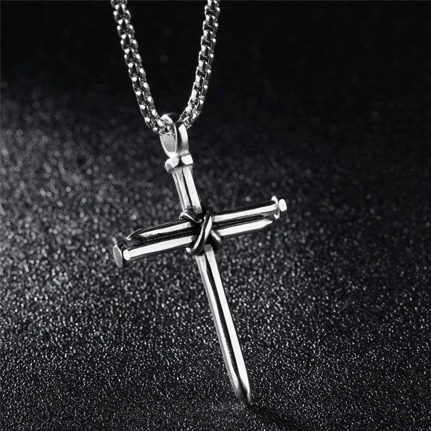 Cross Necklace for Men Cross Pendant STRENGTH Bible Verse Stainless Steel Necklace