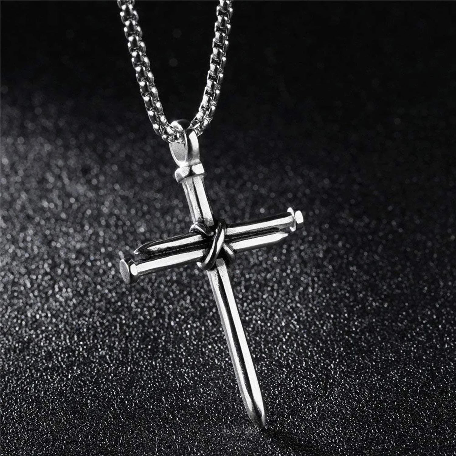 Cross Necklace for Men Cross Pendant STRENGTH Bible Verse Stainless Steel Necklace
