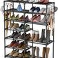 Shoe Rack Shoe Shelf Shoe Storage Organizer with Side Hooks for Entryway, 24-30 Pairs Metal Shoe Rack Taller Shoes Boots Organizer